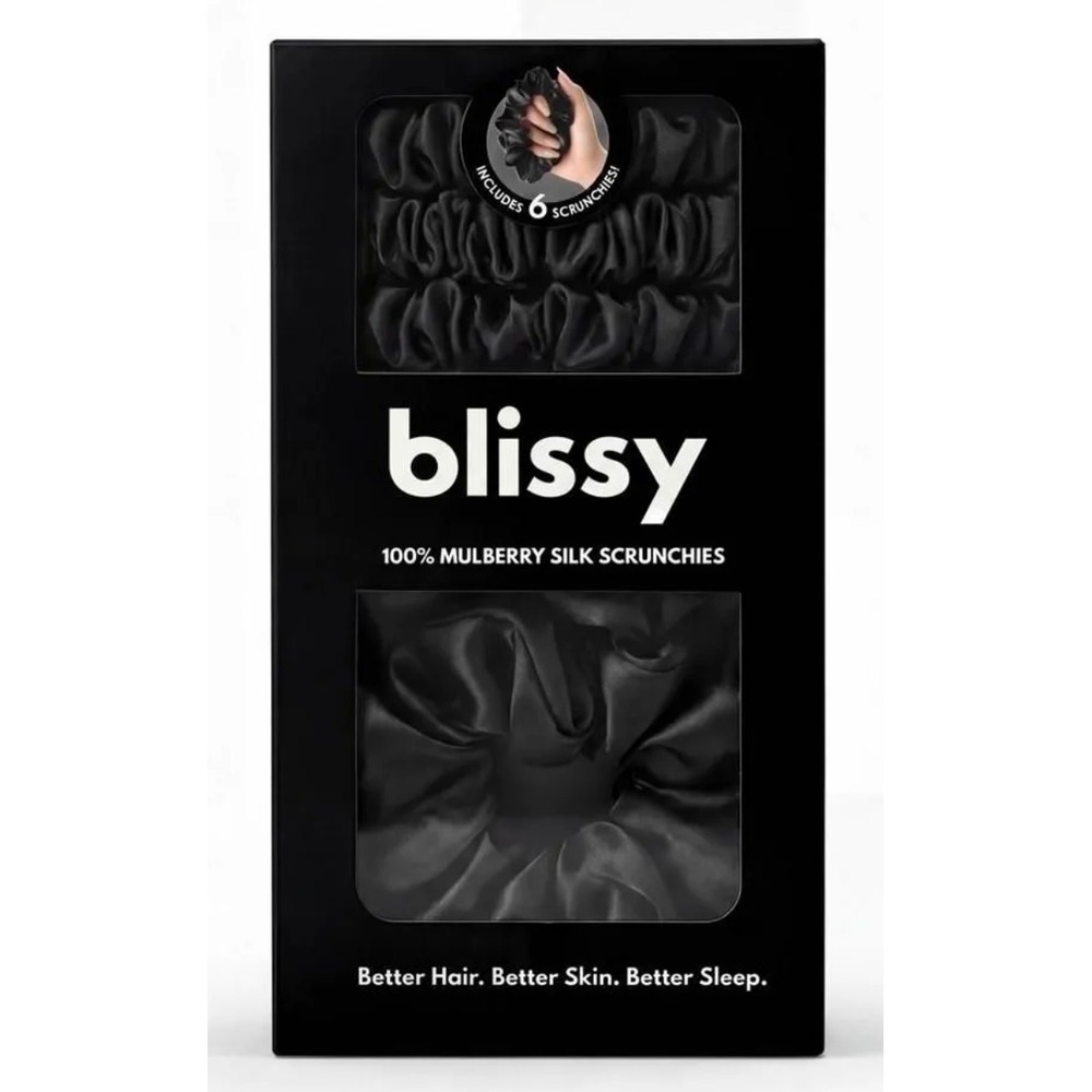 Blissy Scrunchies 100% Mulberry Silk Black NEW in BOX